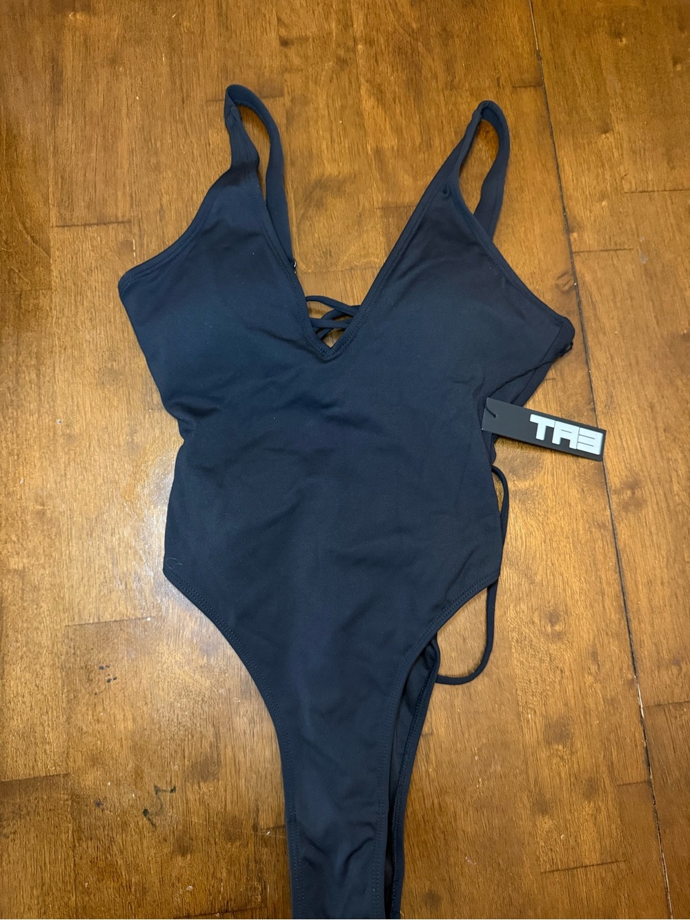 TA3 Black One-Piece Strappy Swimsuit in XS